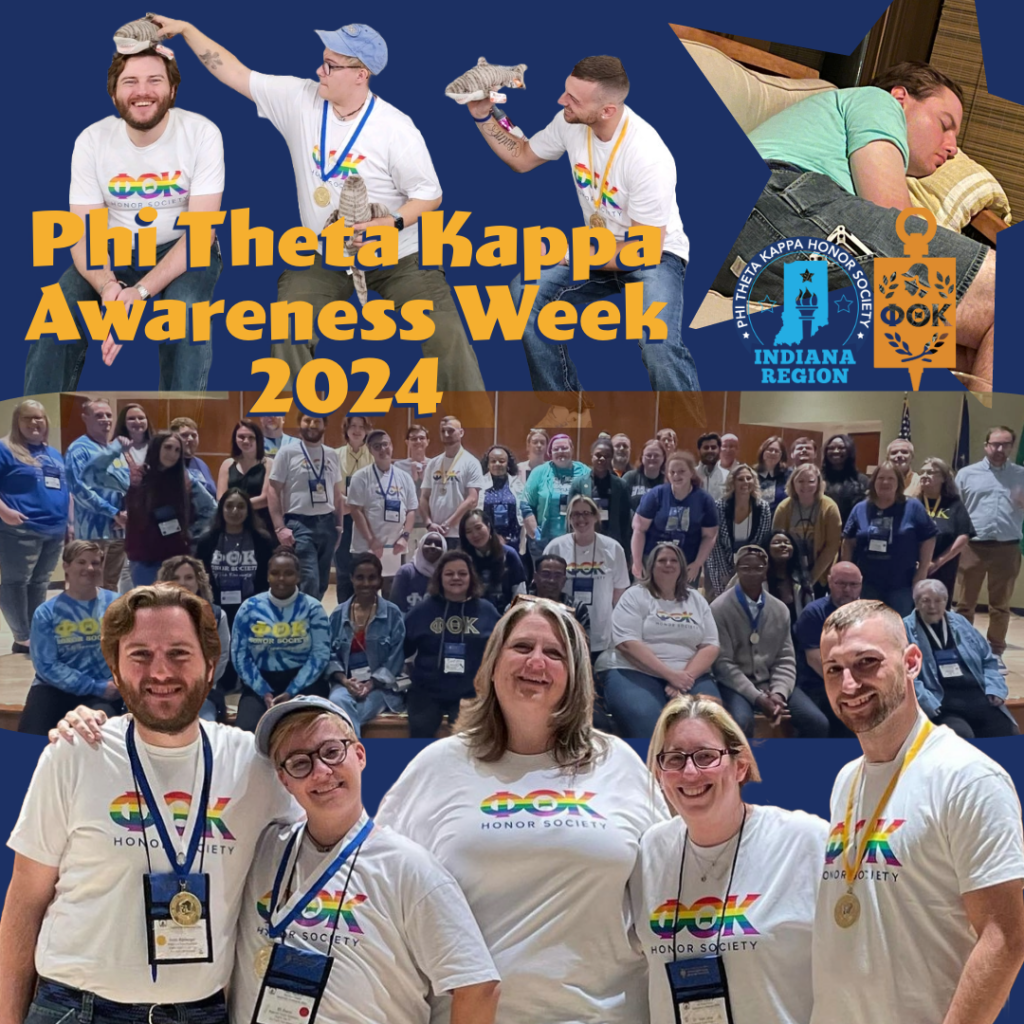 A collage of group photos of the PTK regional officer team with the text Phi Theta Kappa Awareness Week 2024